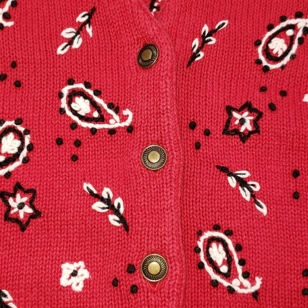 Vintage Mandal Bay Blue and Red Western Knit Vest, Size Small